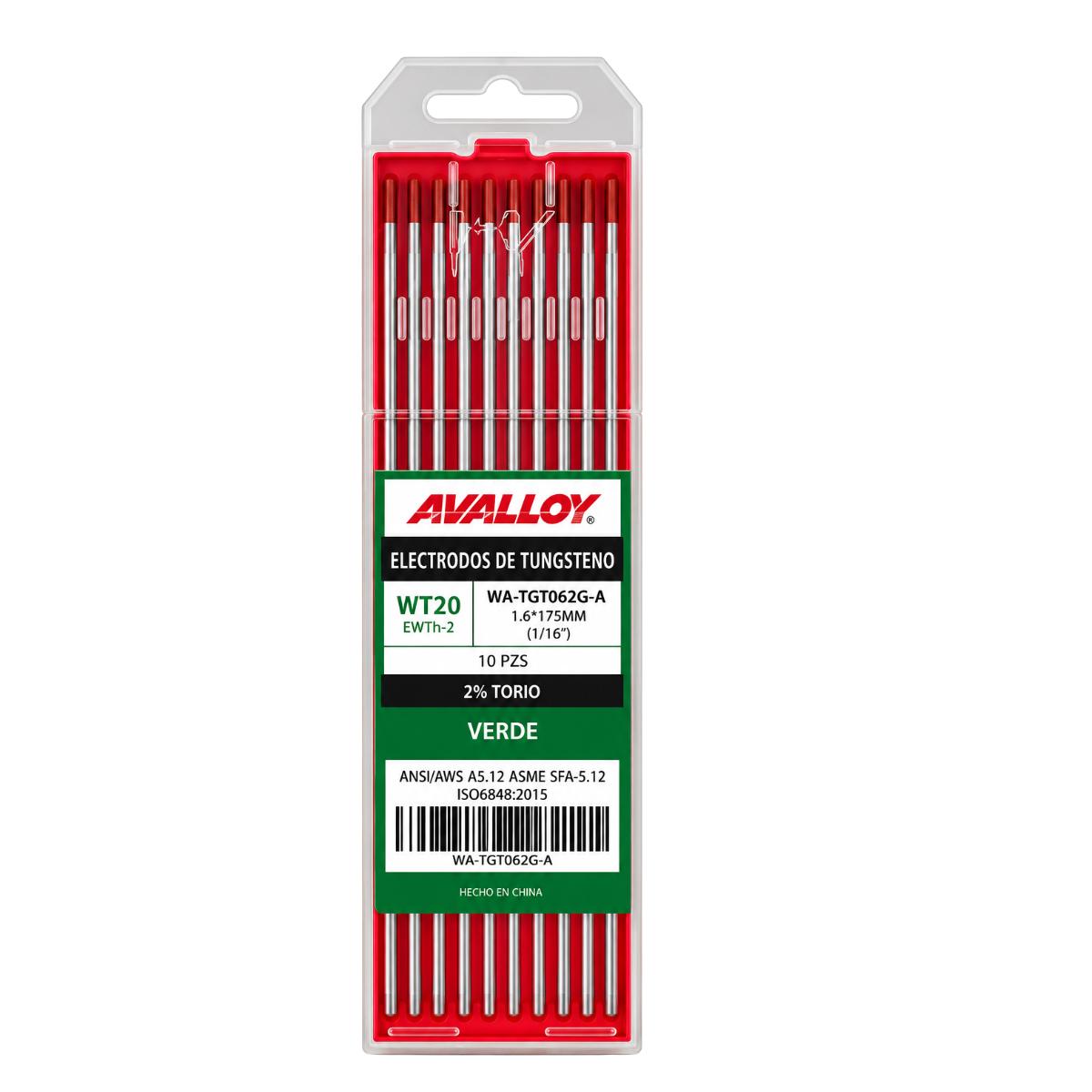 ELECTRODO DE TUNGSTENO 100% PURO VERDE WP/EWP 1/16 x175mm 10pz