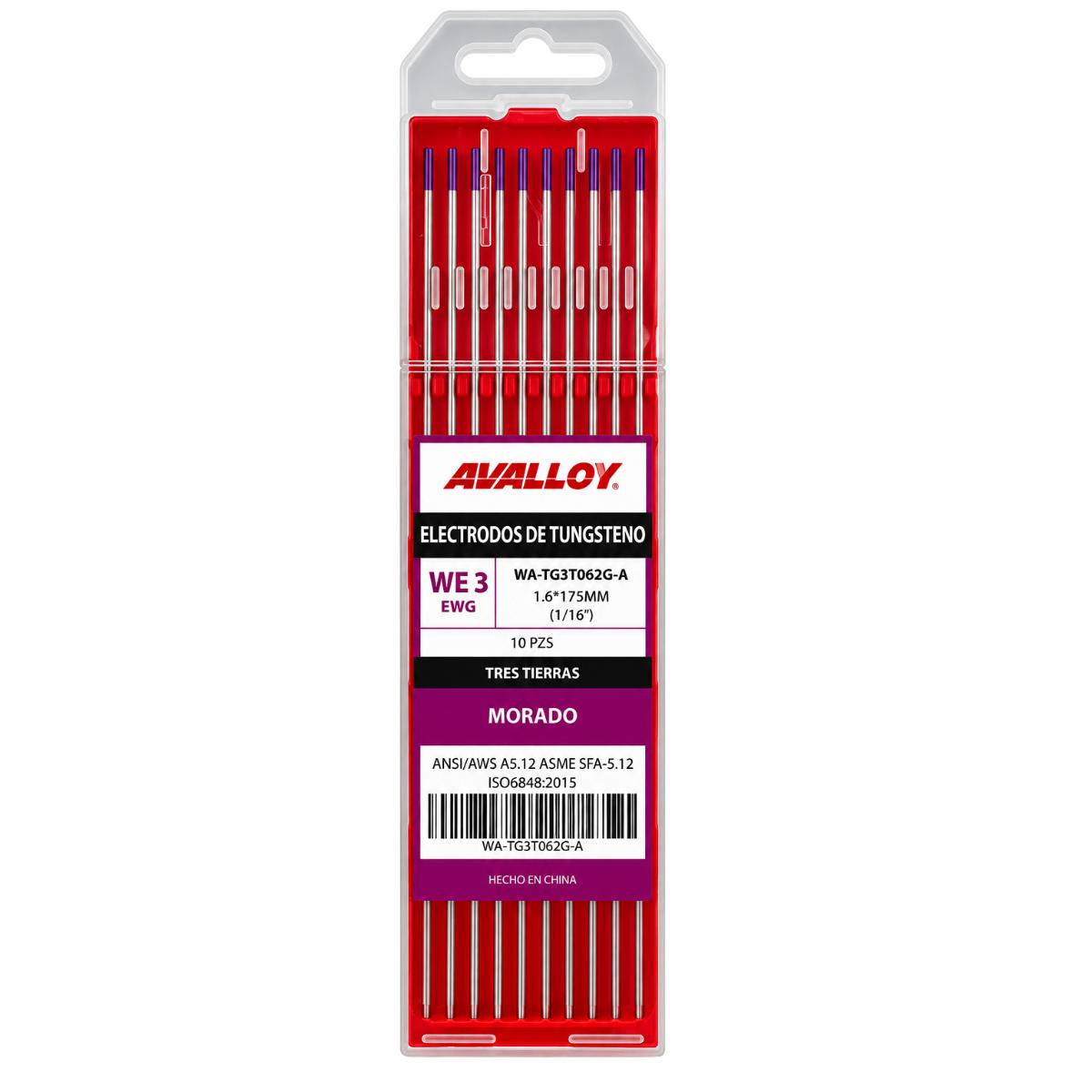 ELECTRODO DE TUNGSTENO 3 TIERRAS MORADO WE3/EWG 1/6 x175mm 10pz