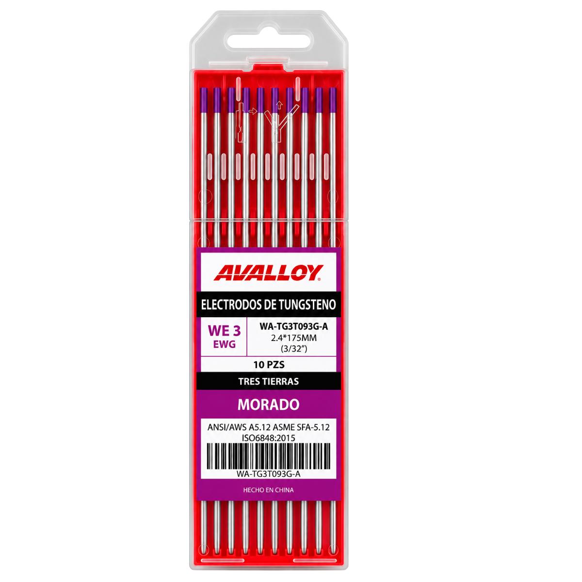 ELECTRODO DE TUNGSTENO 3 TIERRAS MORADO WE3/EWG 3/32 x175mm 10pz