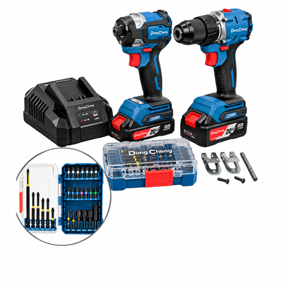 KIT TALADRO + ATORNILLADOR INALAM. 20V/4.0Ah/2.0Ah + JGO PUNTAS 26 PZS (DCPL208+DCJZ2060+D092501) DCKIT26.02A1E1K