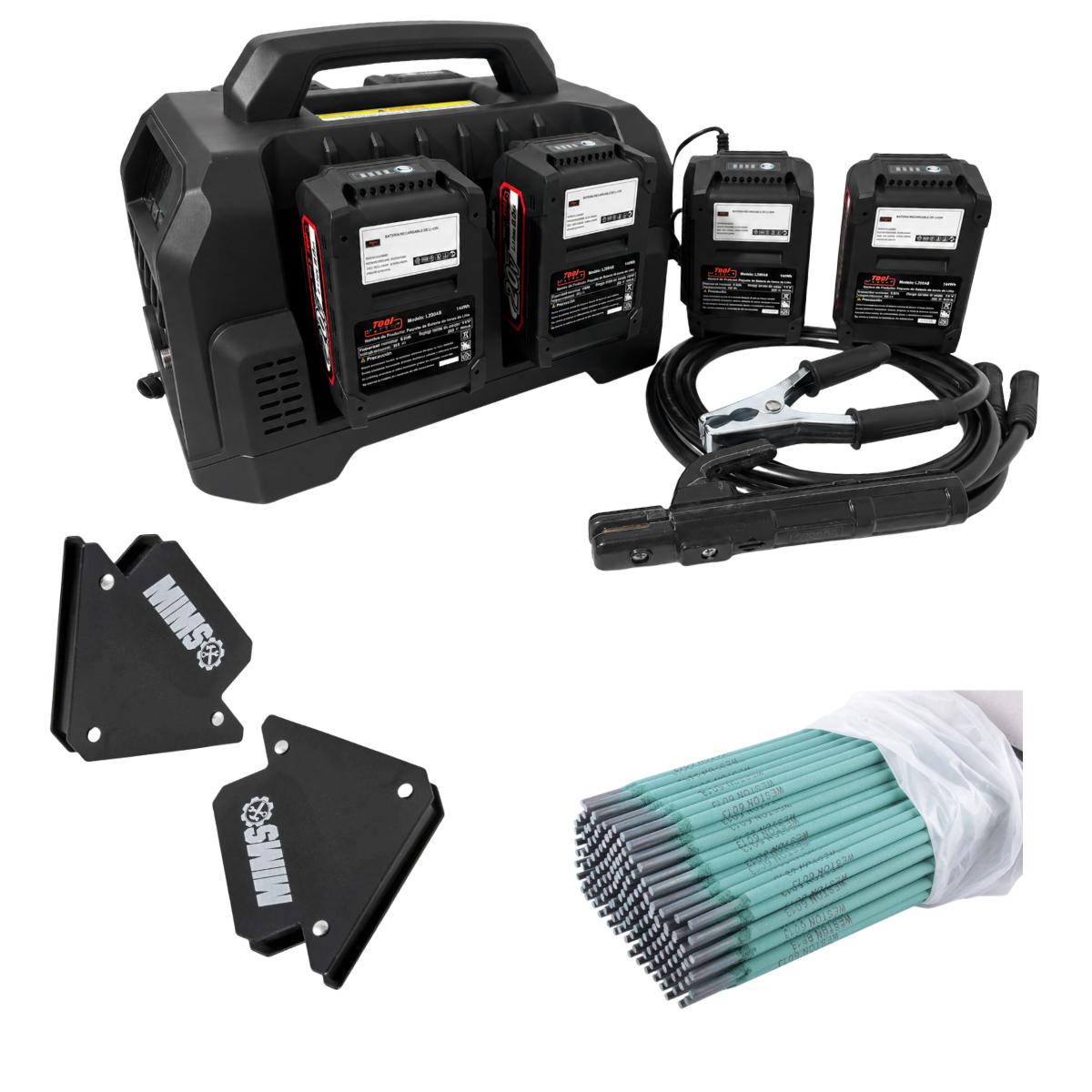 SOLDADORA A BATERIAS MMA 130A CON 4 BATERIAS +ESCUADRAS +SOLDADURA